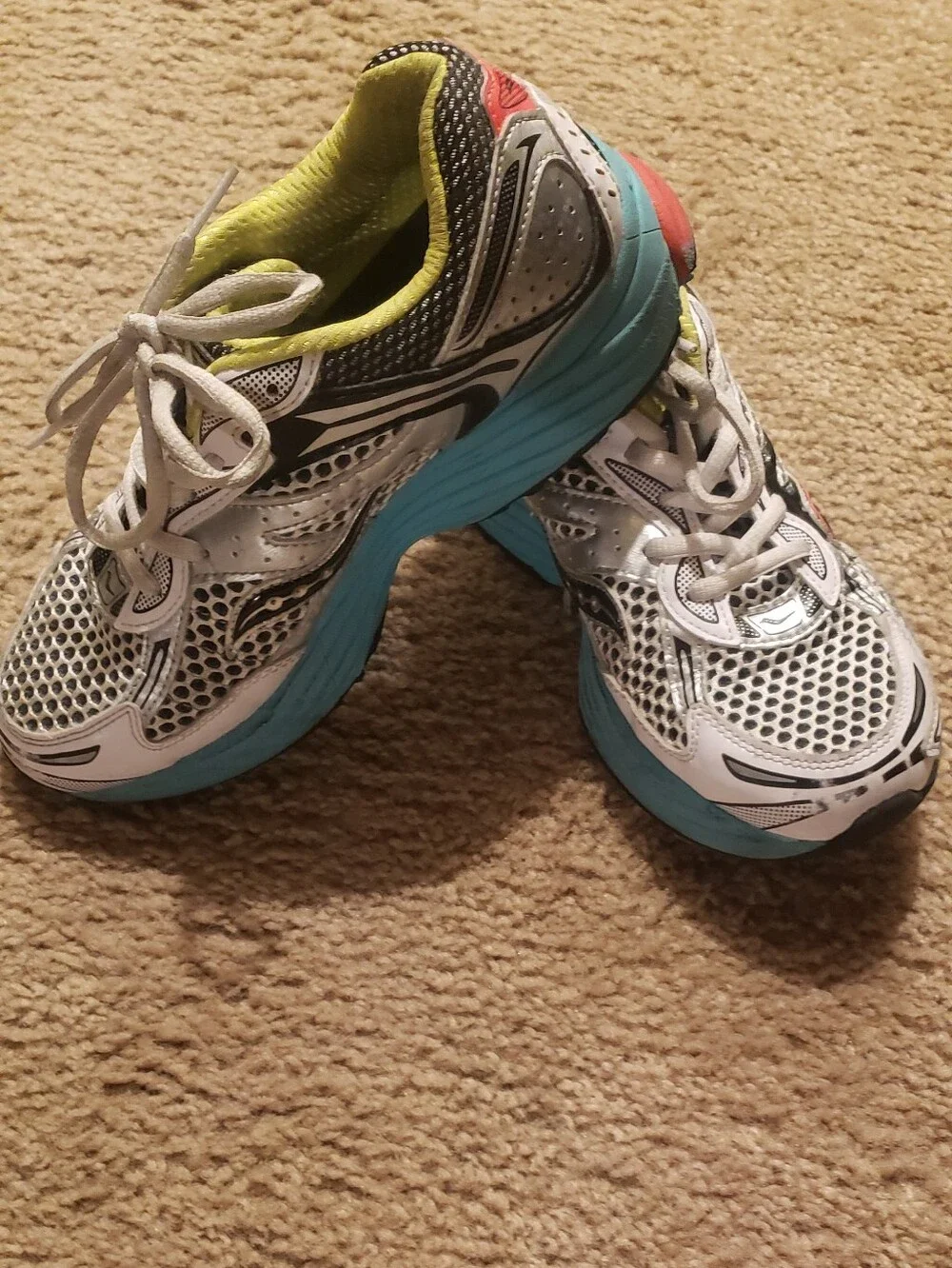 Saucony Women's White Teal Coral Lime Running Shoes